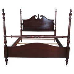 Antique West Michigan Furniture Co. Sheraton Style Mahogany Full Size Poster Bed