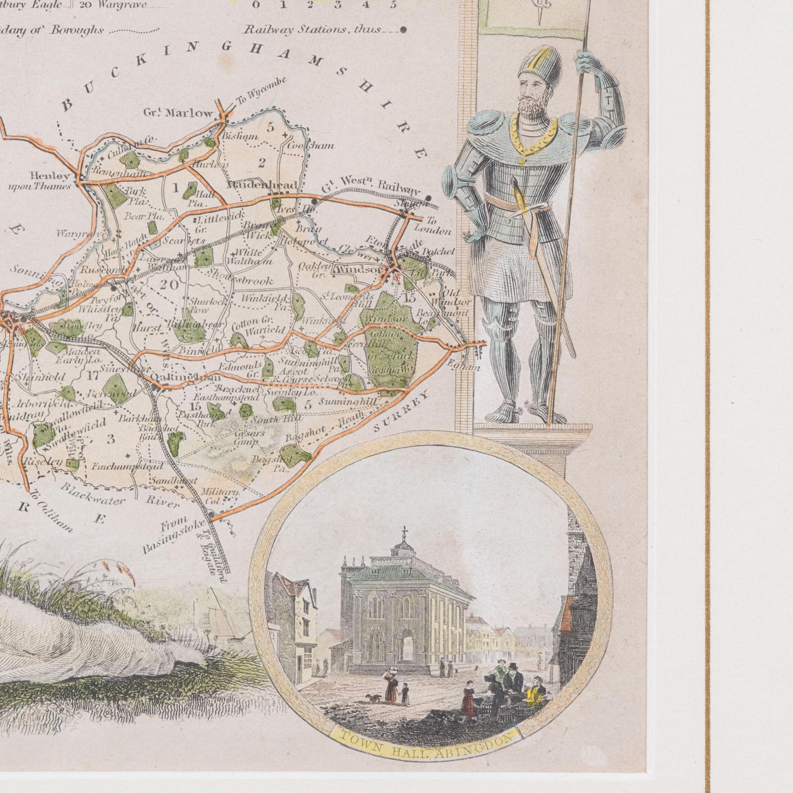Carte ancienne du West Yorkshire, anglaise, lithographie encadrée, cartographie victorienne en vente 3