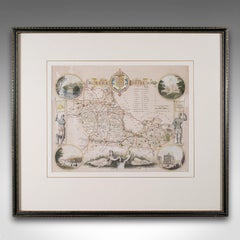 Antique West Yorkshire Map, English, Framed Lithography, Cartography, Victorian