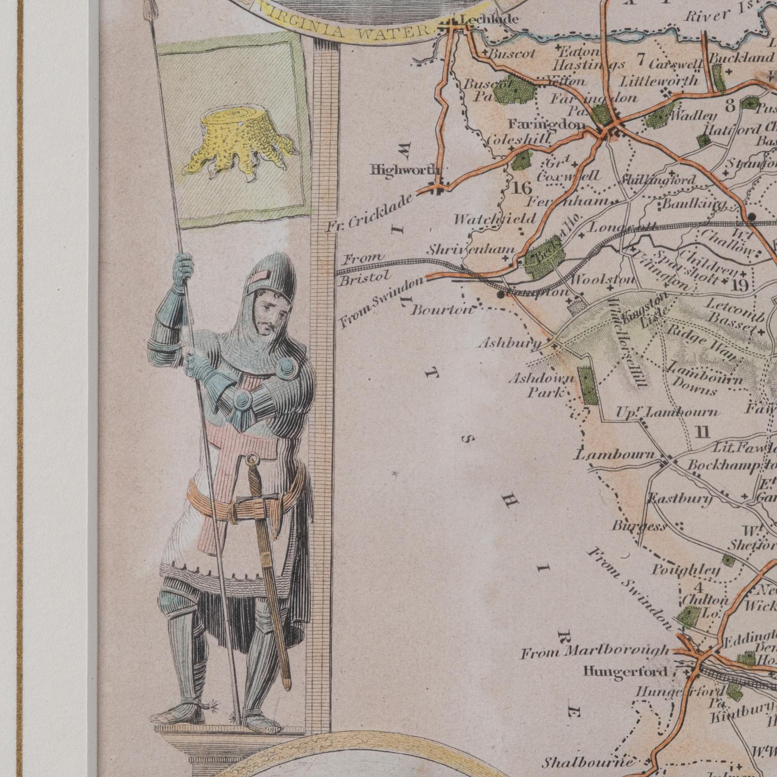 Papier Carte ancienne du West Yorkshire, anglaise, lithographie encadrée, cartographie victorienne en vente