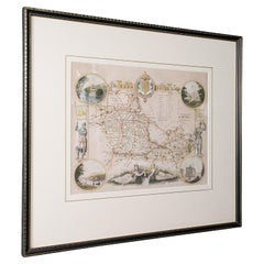 Mappa antica del West Yorkshire, Inglese, Litografia con cornice, Cartografia, Vittoriano