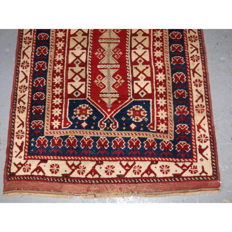 19th Century Antique Western Anatolian Bergama Region Village Prayer Rug For Sale