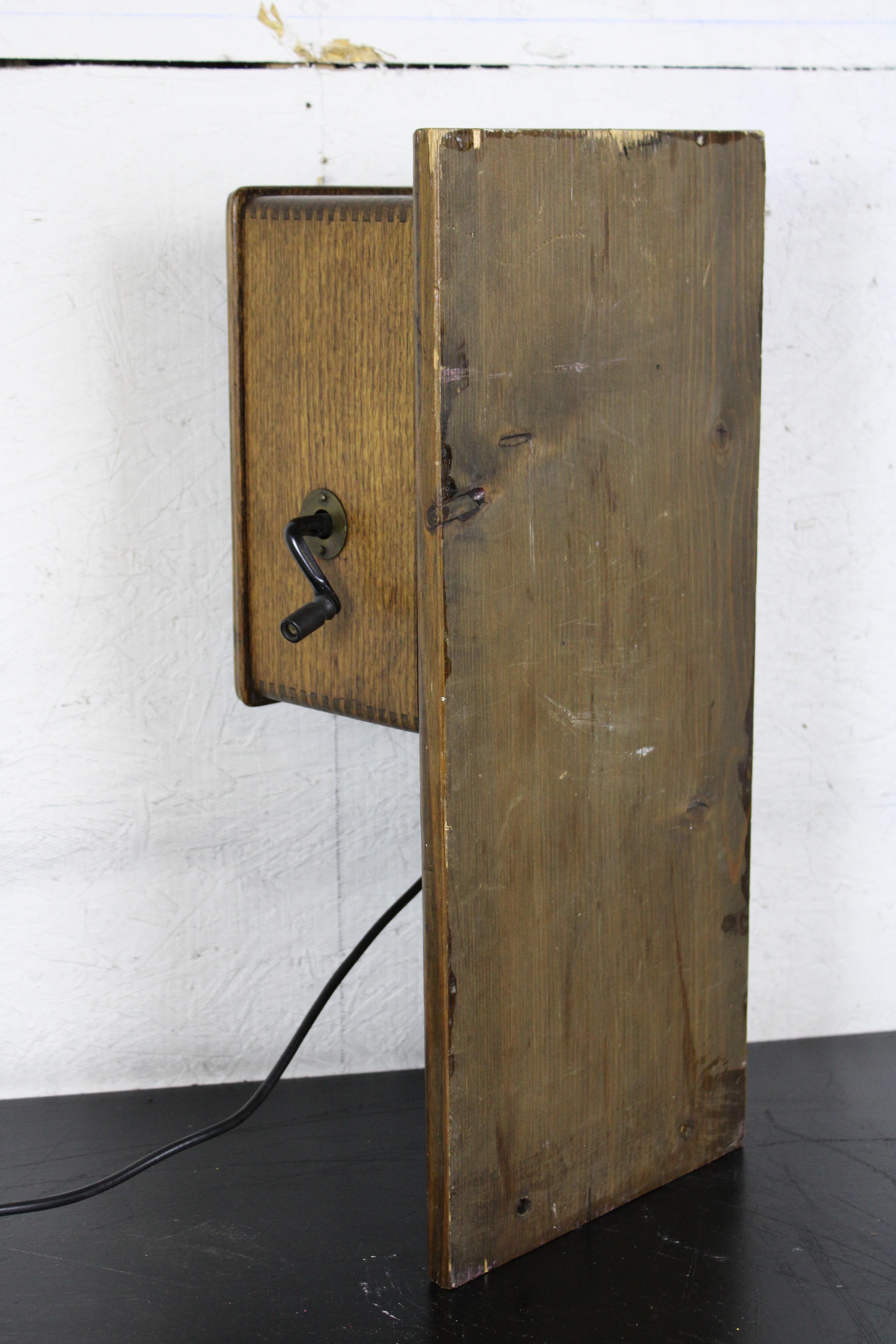 Antique Western Electric Bell System Crank Telephone Oak Case Bakelite Ringer For Sale 1