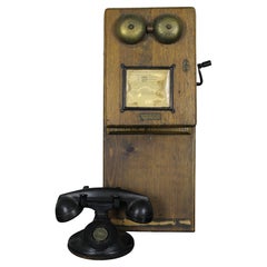 Antique Western Electric Bell System Crank Telephone Oak Case Bakelite Ringer