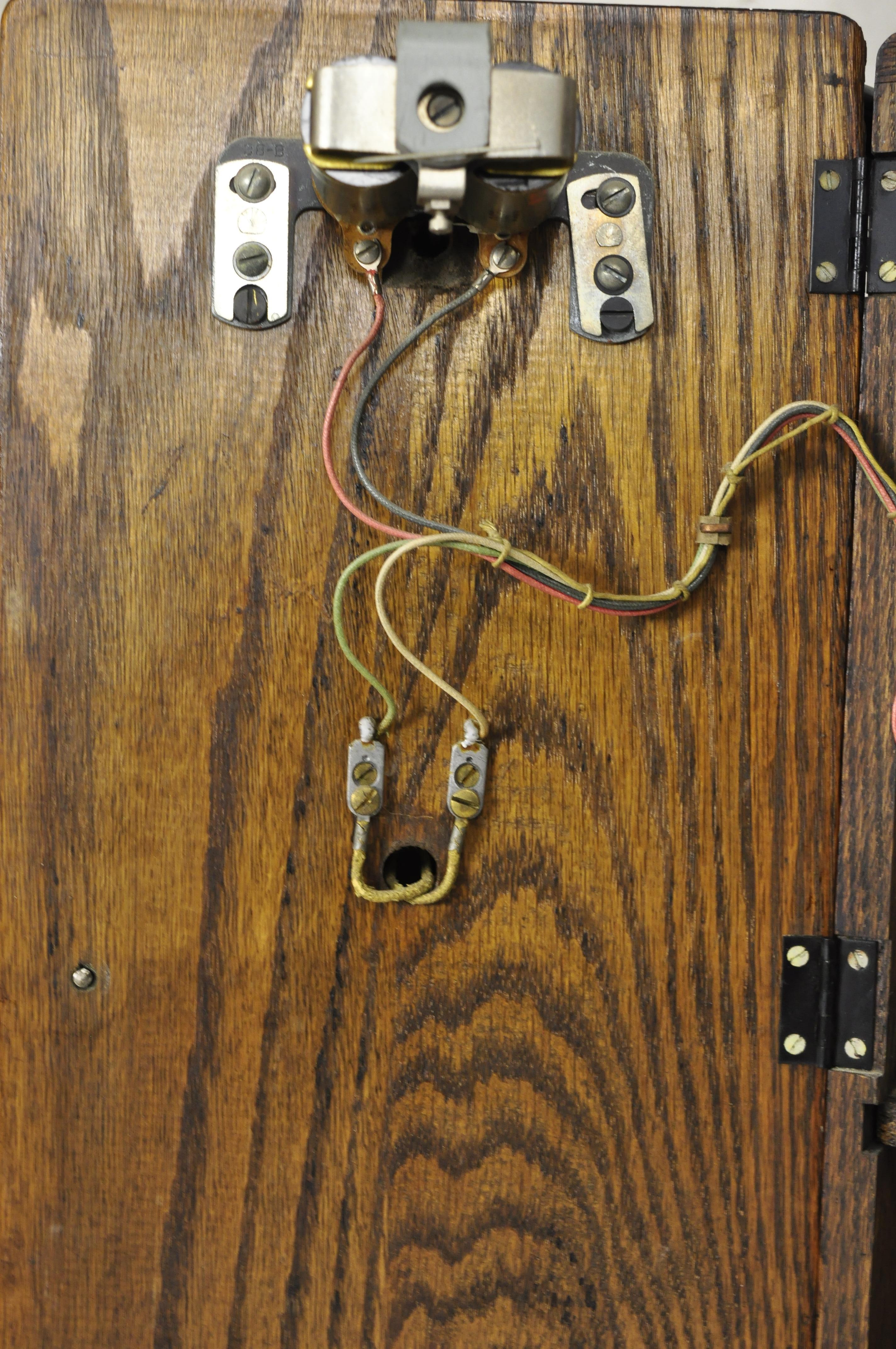 Antique Western Electric N317CG Hand Crank Oak Case Wall Clock Bell Rings 1