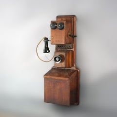 Antique Western Electric Oak Hand-Crank Wall Telephone with Modern Rewire, C1900