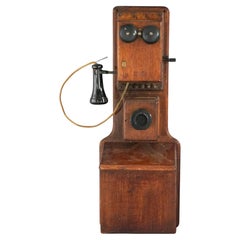 Antique Western Electric Oak Hand-Crank Wall Telephone with Modern Rewire, C1900