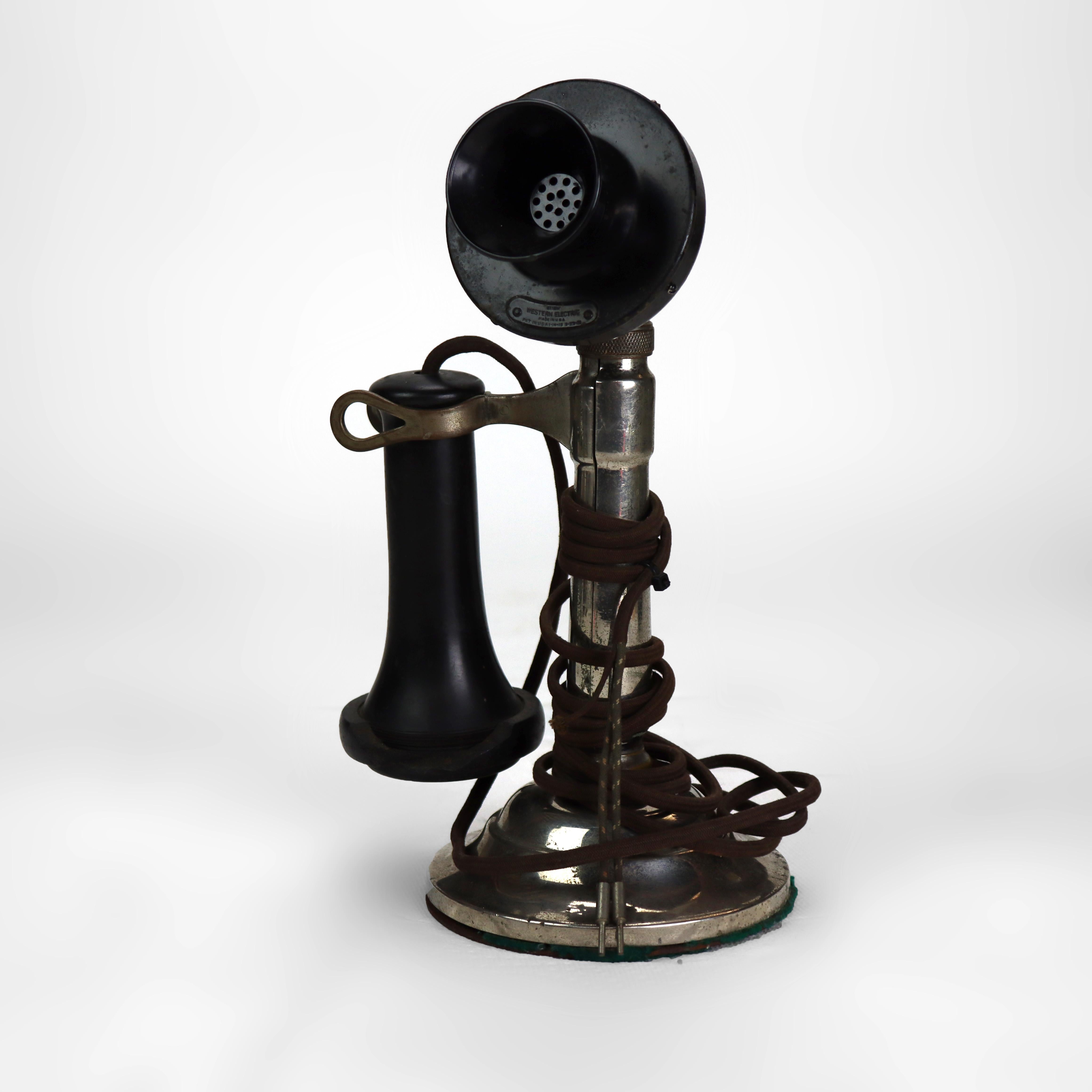 20ième siècle Téléphone ancien à arbre conique pour chandelier Western Electric C1920 en vente