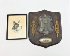 Antique Western French Bulldog Club Best in Show Madam X Plaque & Artist Drawing