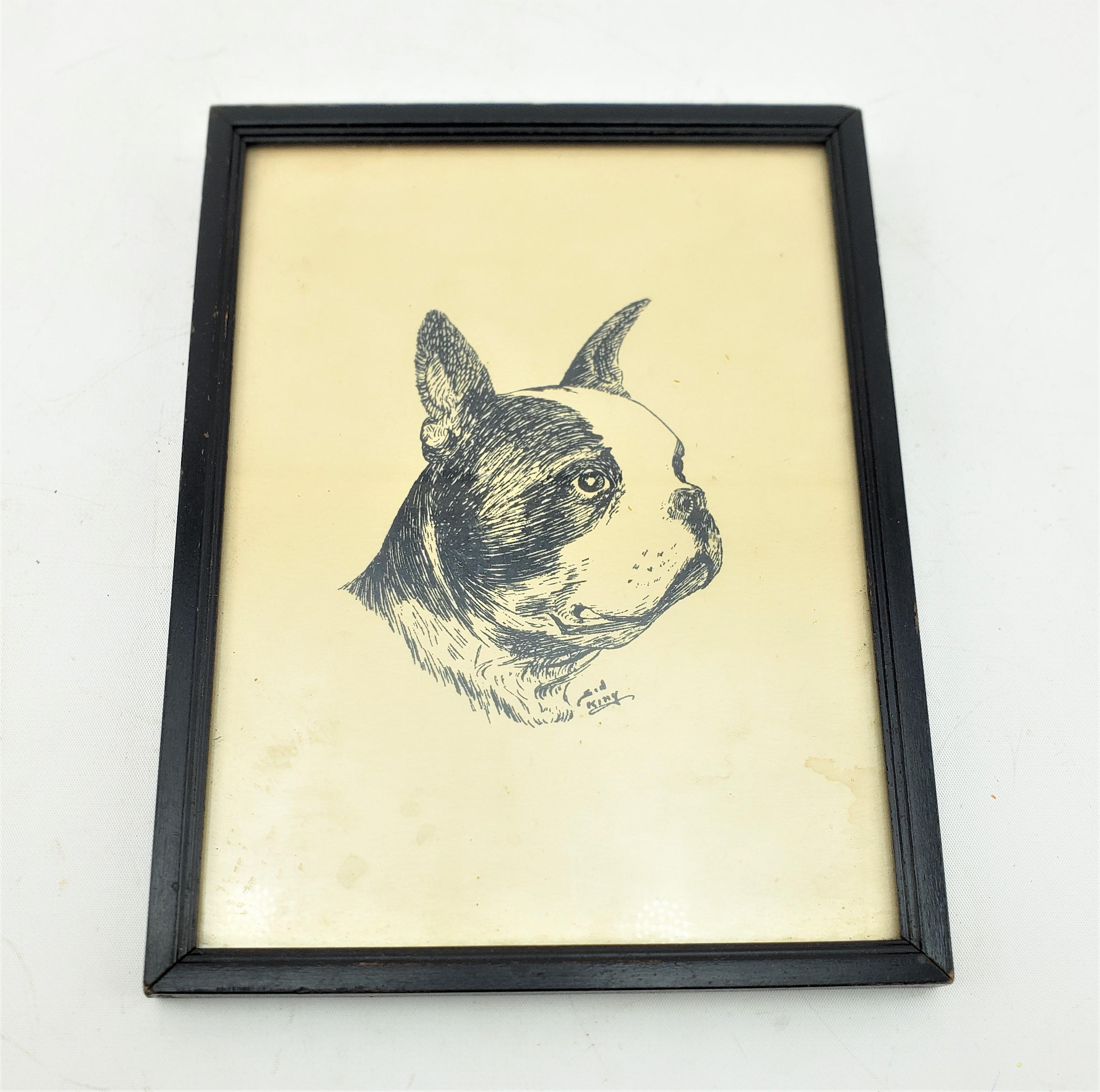 Antique Western French Bulldog Club Best in Show Madam X Plaque & Artist Drawing In Good Condition For Sale In Hamilton, Ontario