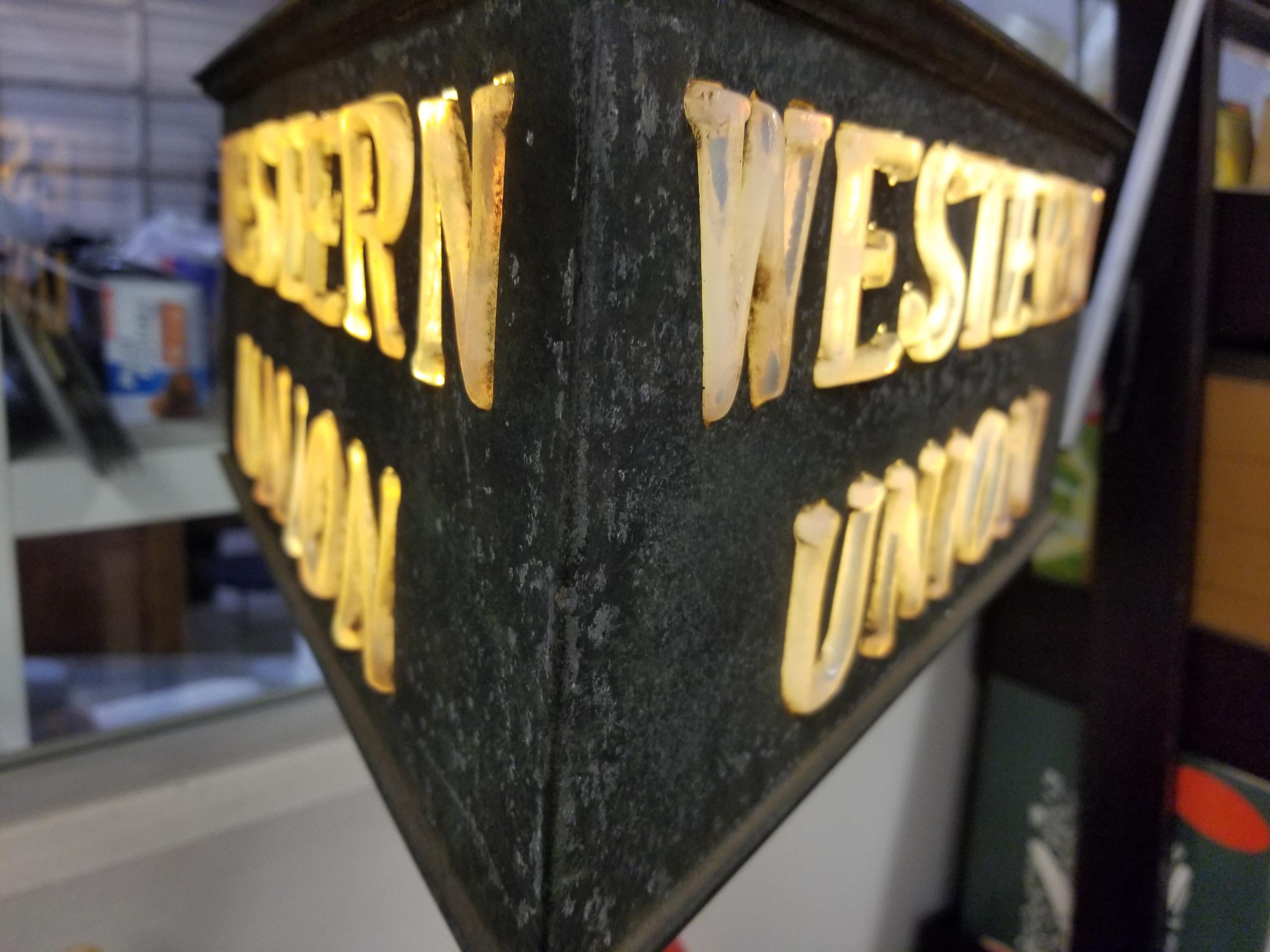 Antique Western Union Lighted Counter Sign 2
