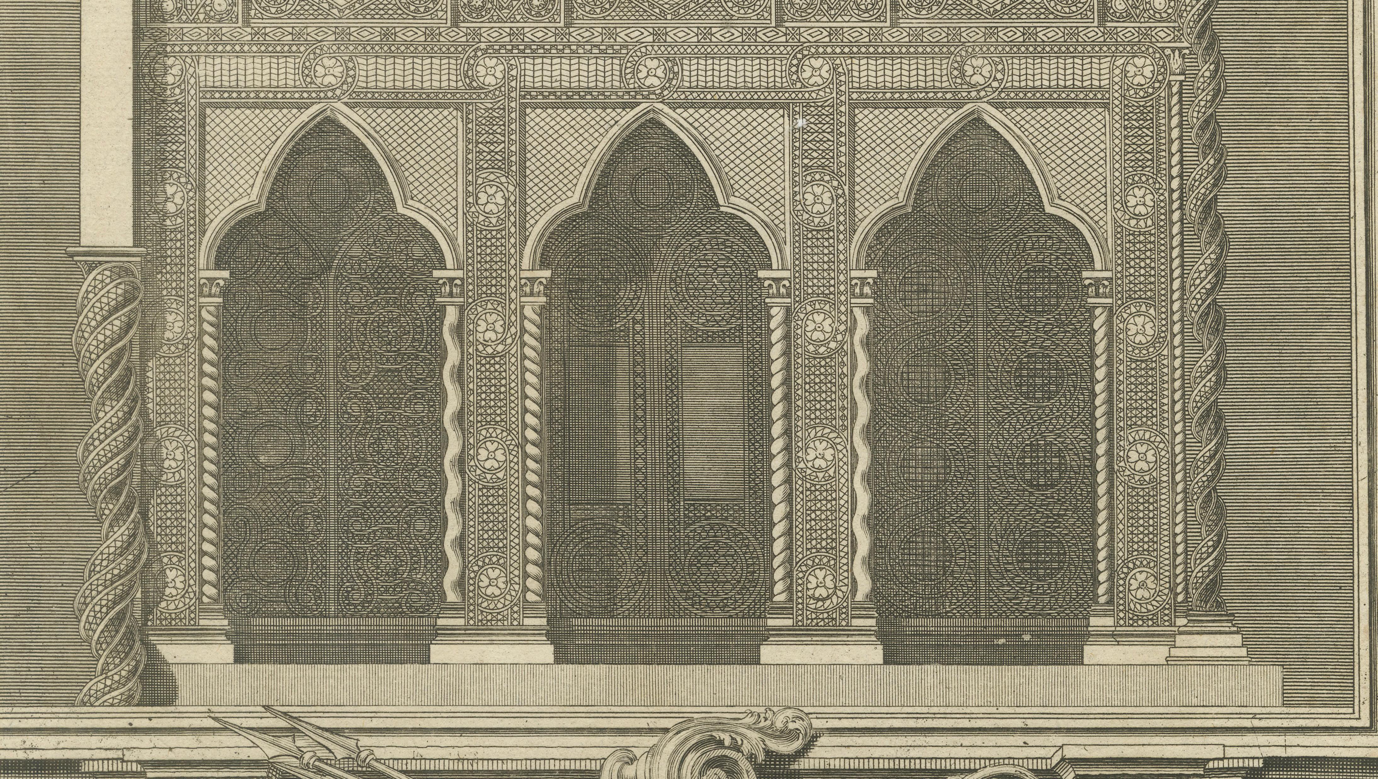 Antique Westminster Abbey Monument Engraving – Vertue, England, c.1735