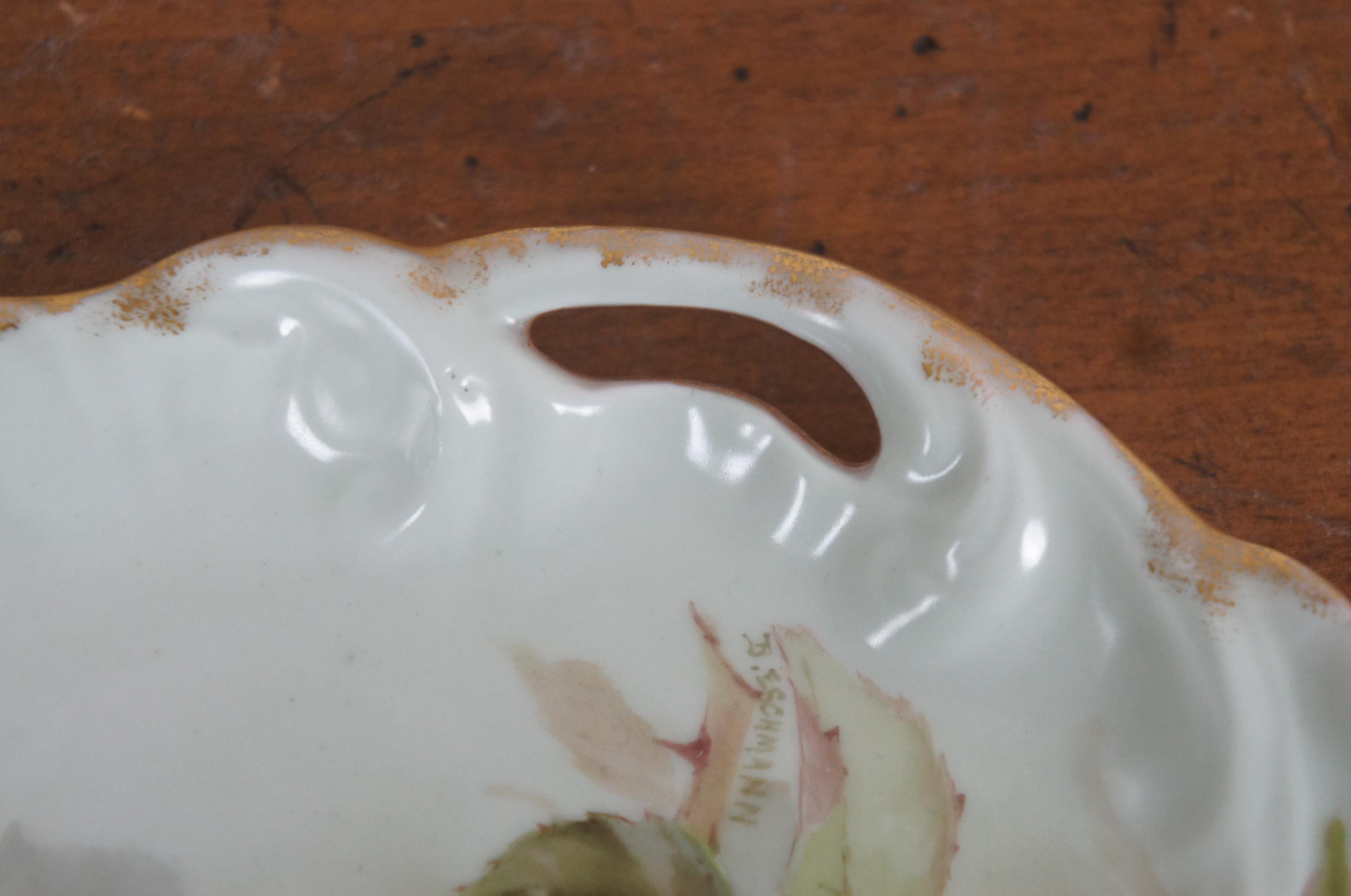 Antique WG & Co William Guerin Limoges France roses jaunes  13