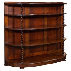 Antique Whatnot Bookshelf, English, Mahogany, Demi-Lune, Bookcase, Victorian