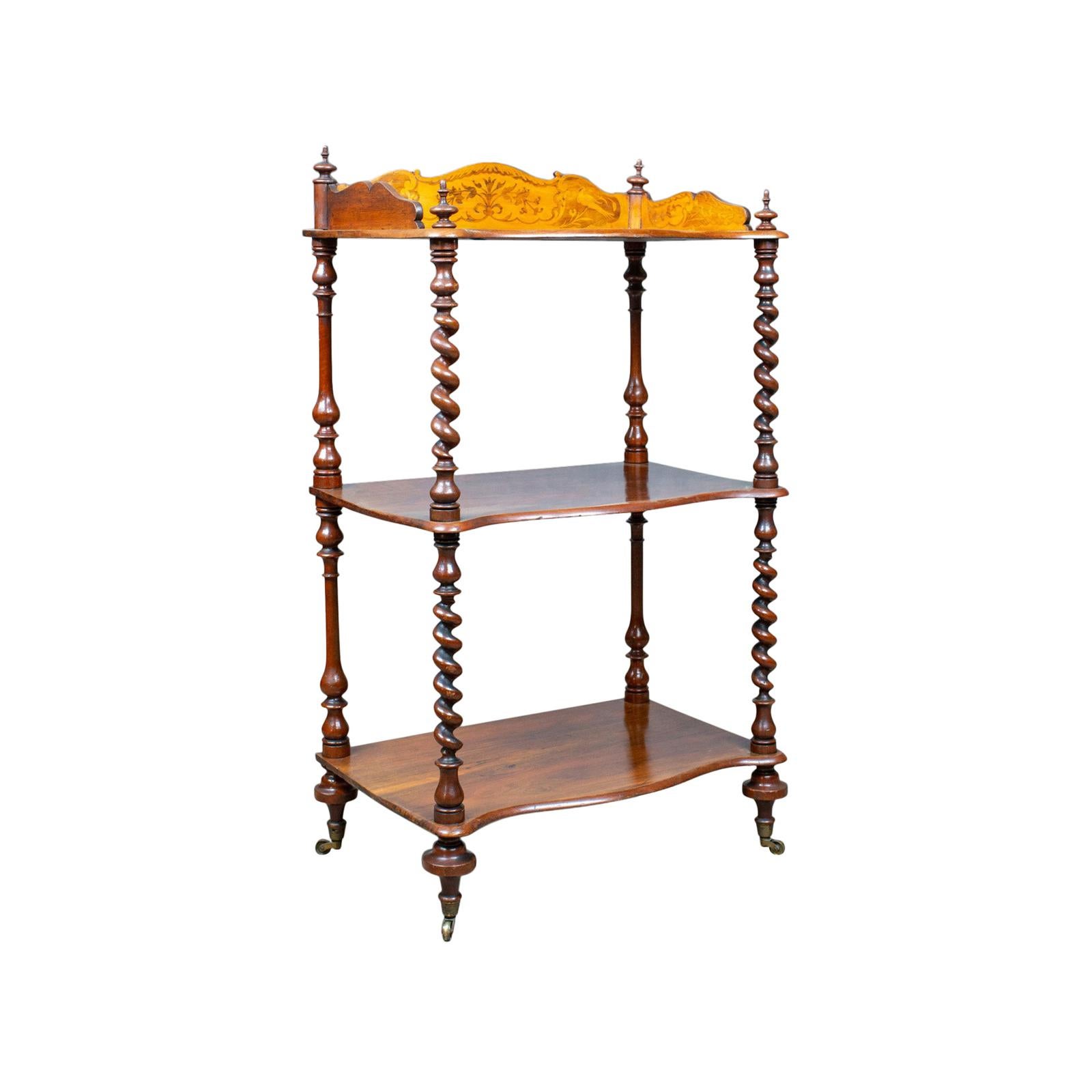 Antique Whatnot, English Walnut, Three Tier, Victorian, Display Stand circa 1850