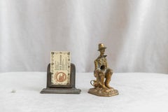 Antique Whimsical Bronze Cigar Cutter, Man on Potty, Ca 1910