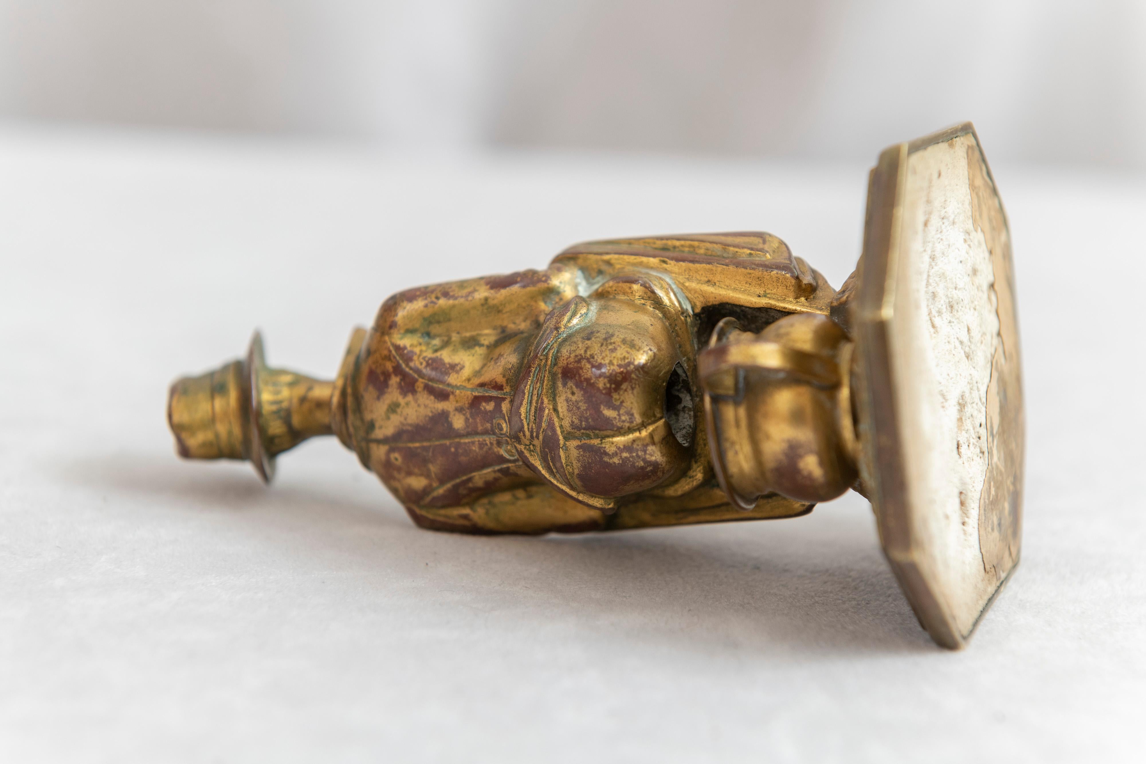 Antique Whimsical Bronze Cigar Cutter, Man on Potty, Ca 1910 In Good Condition In Petaluma, CA