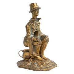 Antique Whimsical Bronze Cigar Cutter, Man on Potty, Ca 1910