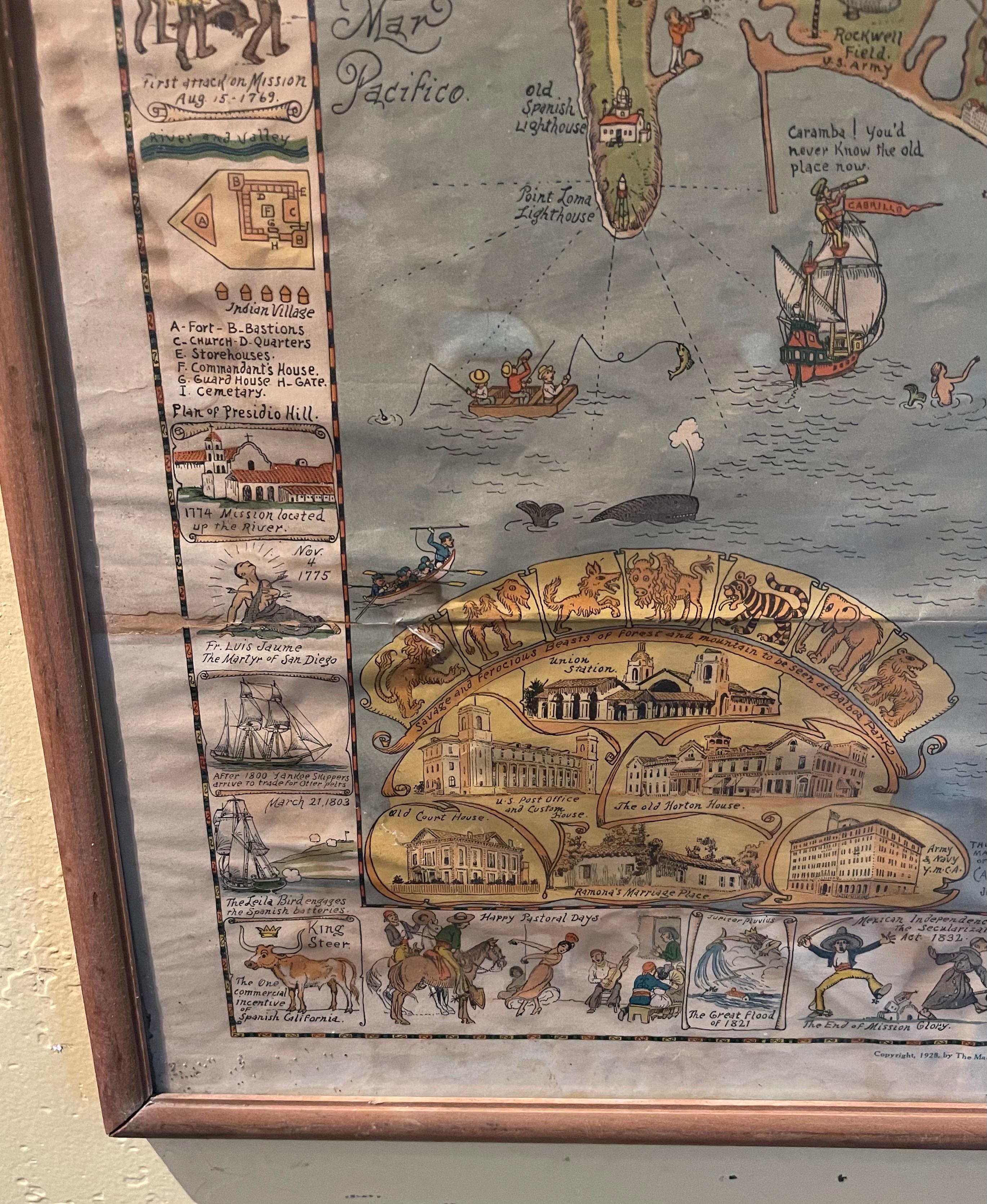 Antique Whimsical Map of San Diego, California by Jo Mora for Marston Stores 4