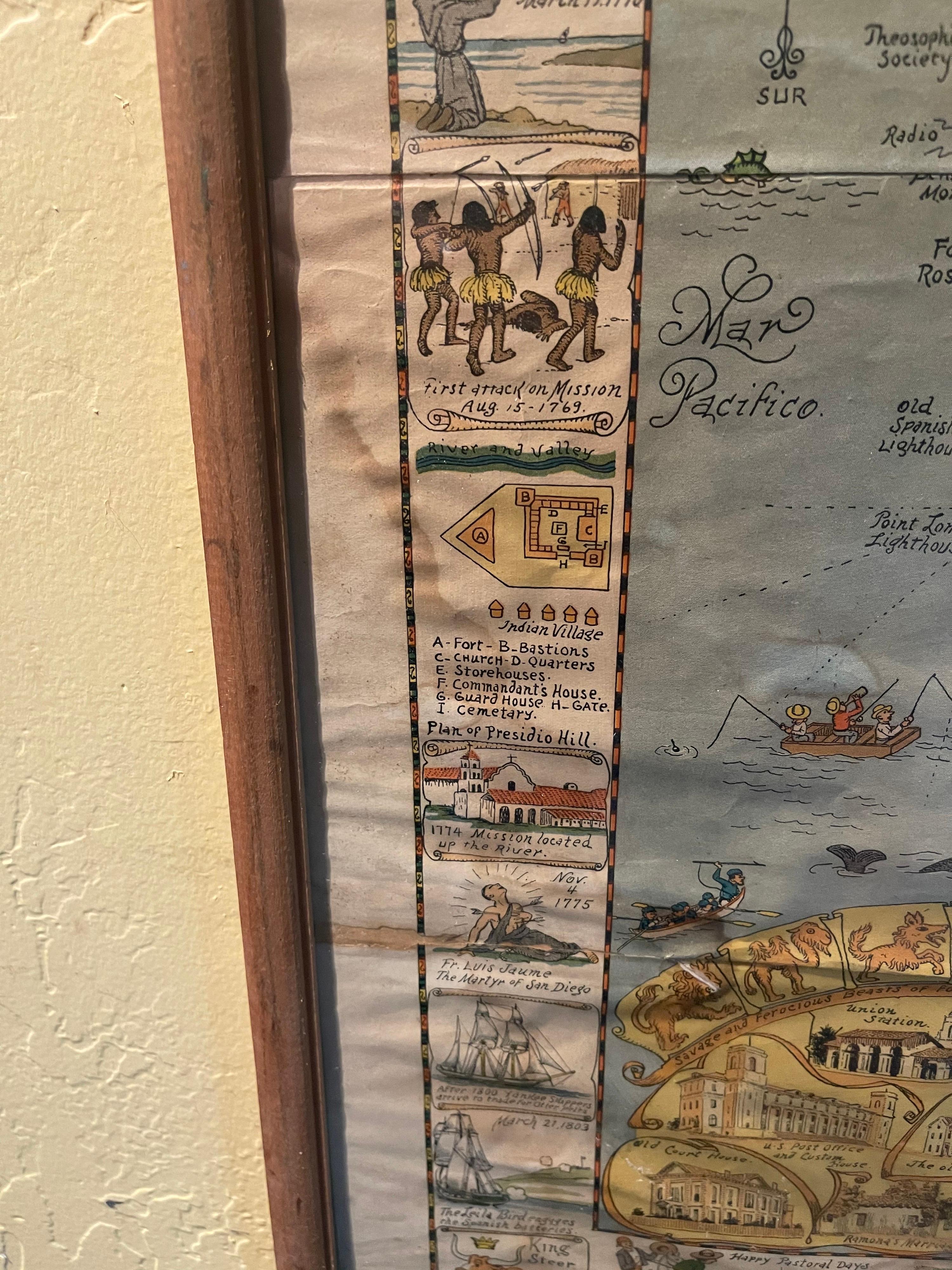 Antique Whimsical Map of San Diego, California by Jo Mora for Marston Stores 5