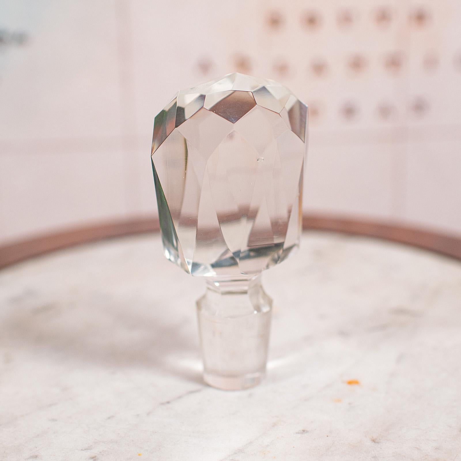 Antique Whiskey Decanter, English Glass Scotch Bottle, Silver Collar, Hallmarked For Sale 4