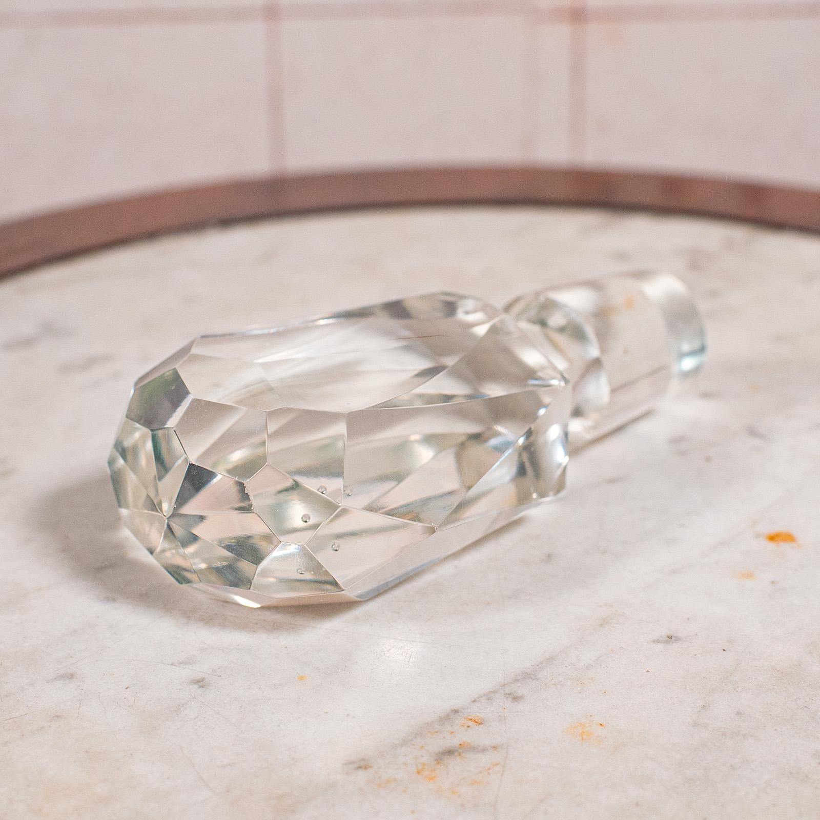 Antique Whiskey Decanter, English Glass Scotch Bottle, Silver Collar, Hallmarked For Sale 5