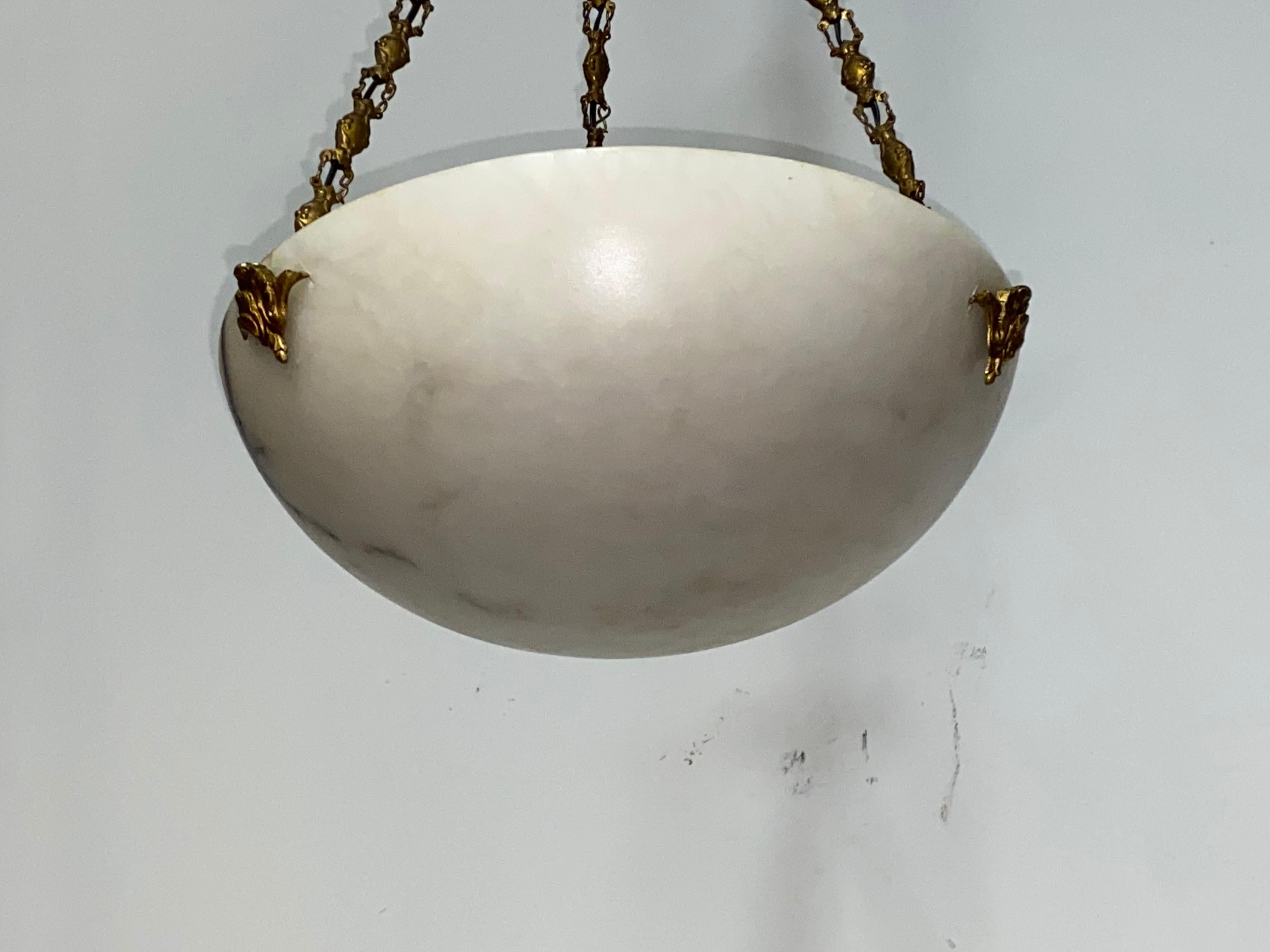 Antique White Alabaster Hanging Ceiling Fixture 2