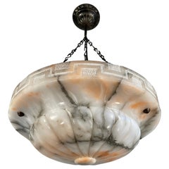 Magnificent Creation of Mother Nature Alabaster Pendant w. Black & Amber Veins 