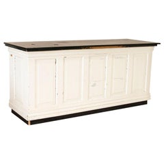 Antique White and Black Painted Shop Counter, Perfect Kitchen Island