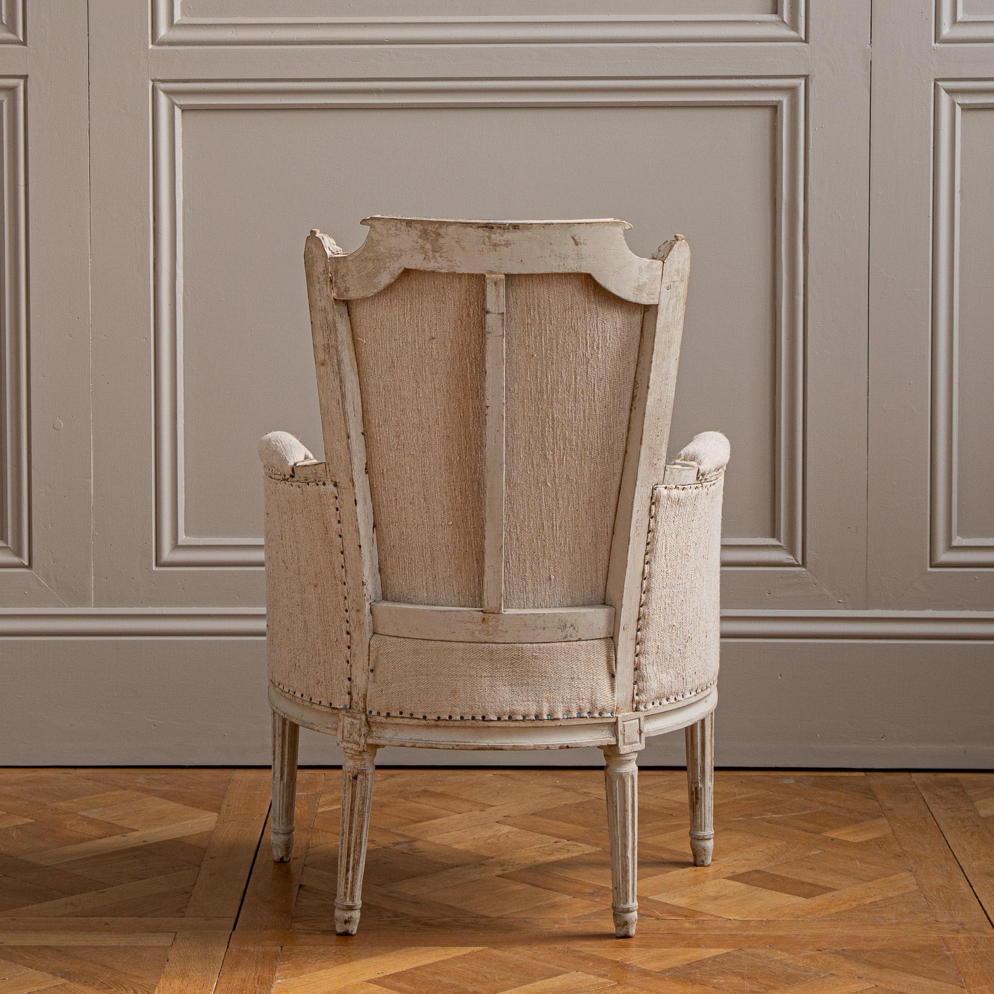 Antique White Bergere Armchairs Late 19th century French Armchairs For Sale 3