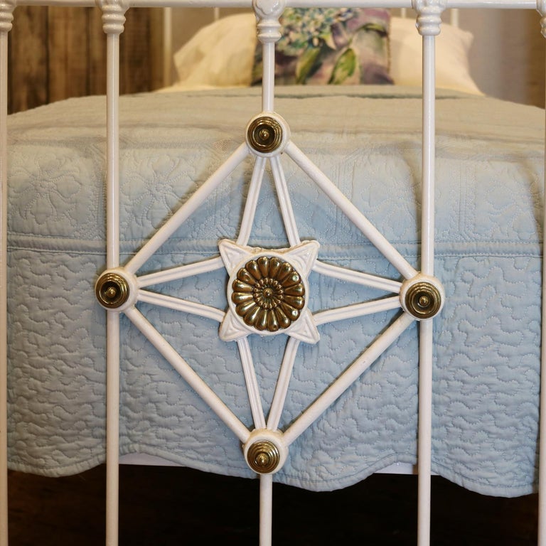 Antique White Brass and Iron Victorian Single Bed, MS48 at 1stDibs