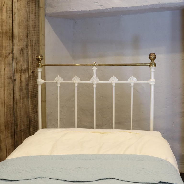 Antique White Brass and Iron Victorian Single Bed, MS48 at 1stDibs