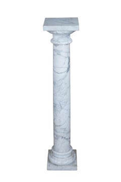 Antique White Cararra Marble Column Sculpture Bust Pedestal Stand 40"