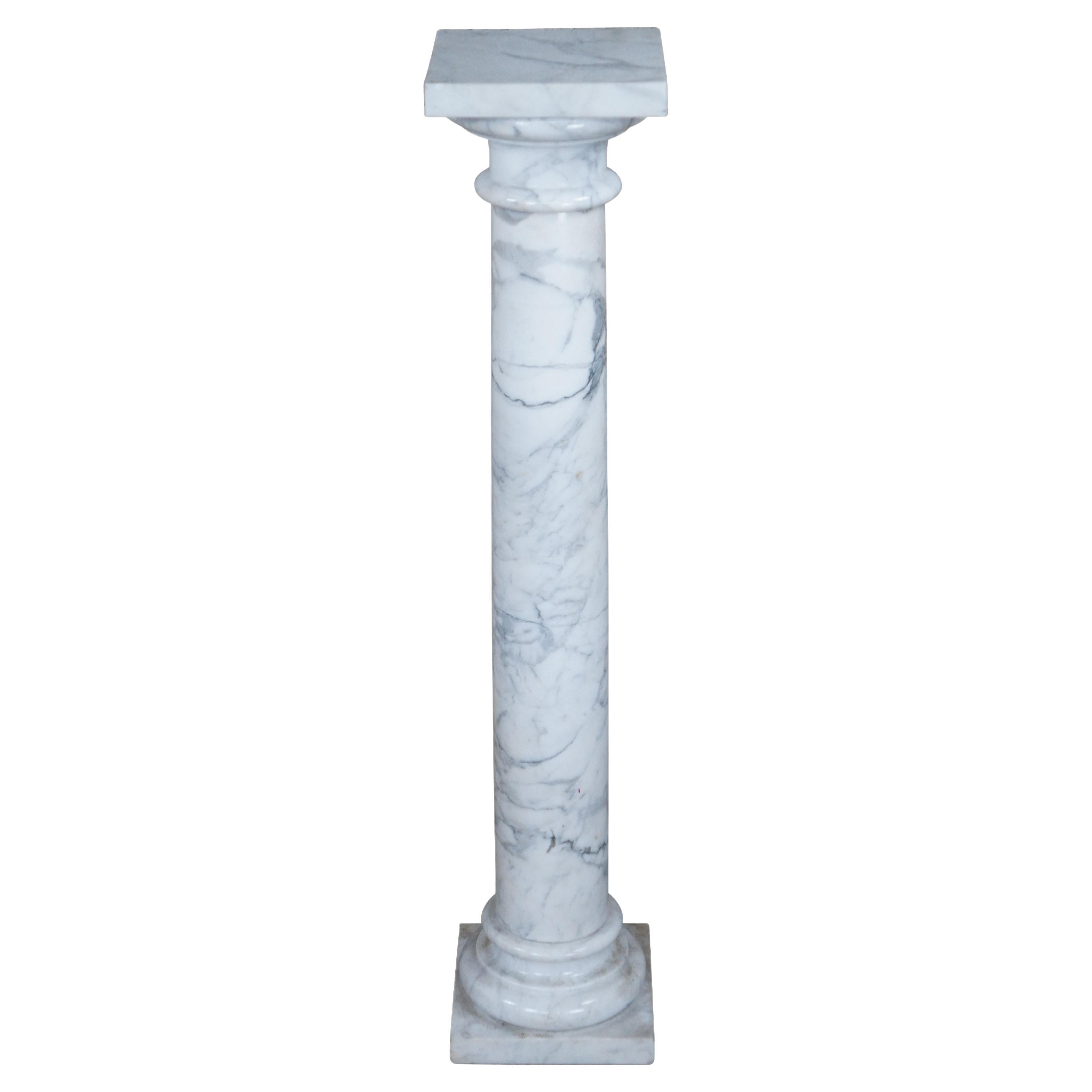 Colonna Scultura Busto Piedistallo Antico Whiting in Marmo Cararra 40"