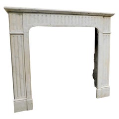Antique White Carrara Marble Fireplace Mantle, 18th Century, France