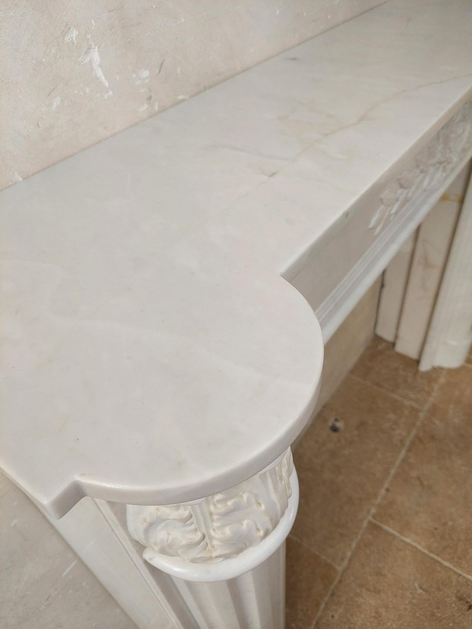 Antique White Carrara Marble Louis Seize Mantle Piece For Sale 4
