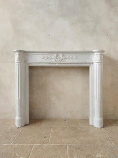 Antique White Carrara Marble Louis Seize Mantle Piece