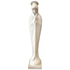 Antique White Crackle Porcelain Madonna Figure Made in Japan