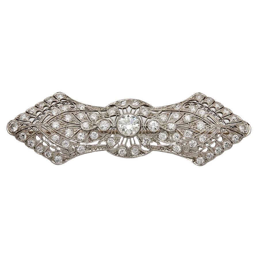 Antique White Diamond Brooch For Sale