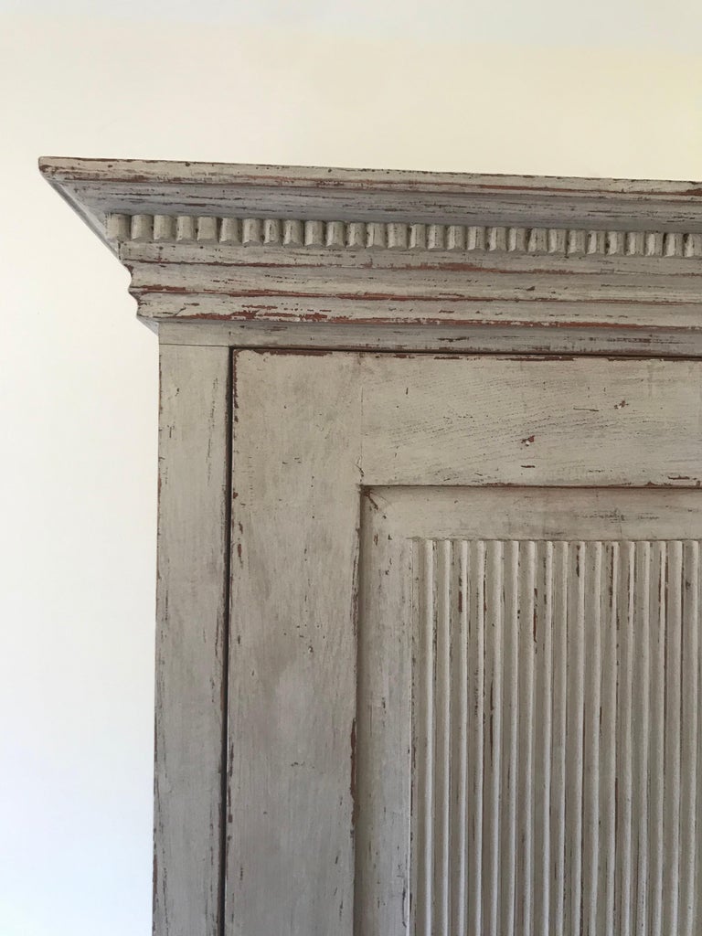 Antique White Distressed Painted Wardrobe with Shelves and Safe