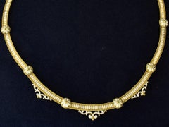 Antique White Enamel and Gold Necklace, c. 1890.