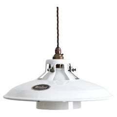 Antique White Enamel Benflux Pendant Light By Benjamin