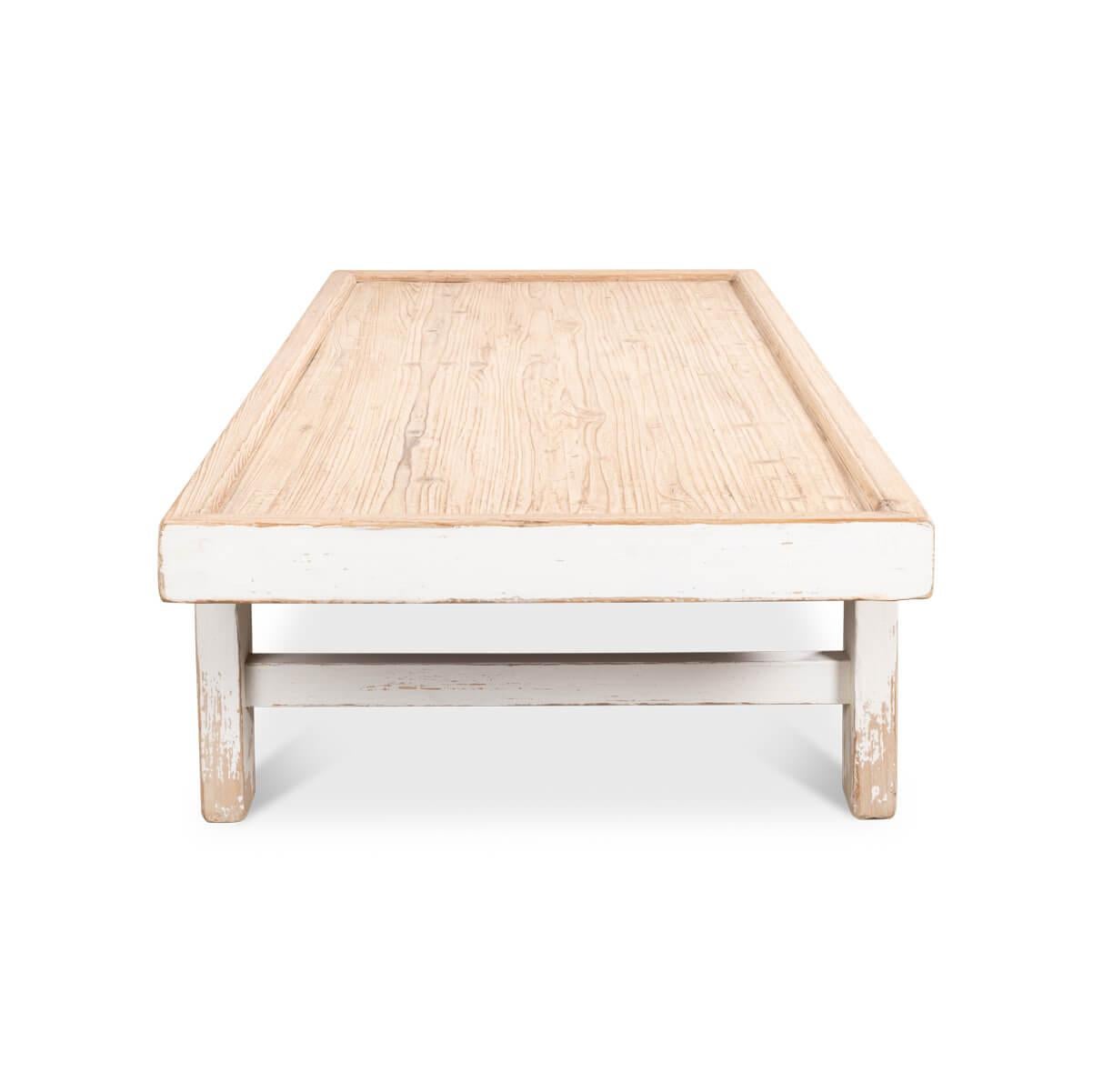 Rustic Antique White Farmhouse Coffee Table For Sale