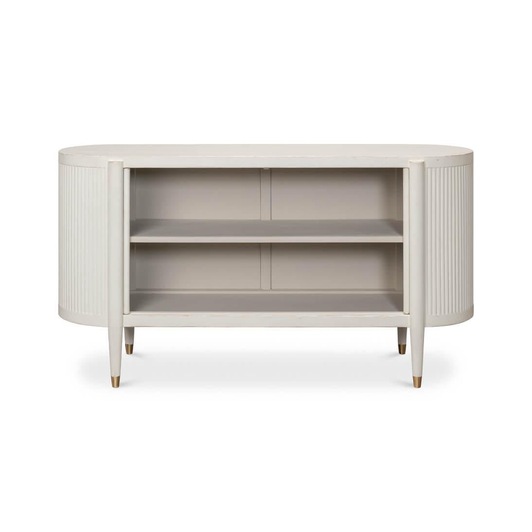 Mid-Century Modern Antique White Fluted Sideboard For Sale