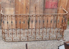 Antique White French Wrought Iron Balcony Railing, 19th Century