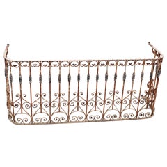 Antique White French Wrought Iron Balcony Railing, 19th Century