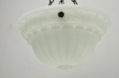 Antique White Frosted Glass Victorian Dome Hanging Chandelier Light Fixture