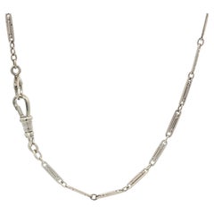 Antique White Gold 13" Milgrain Work Watch Chain w/ Spring Ring 
Dog Clip