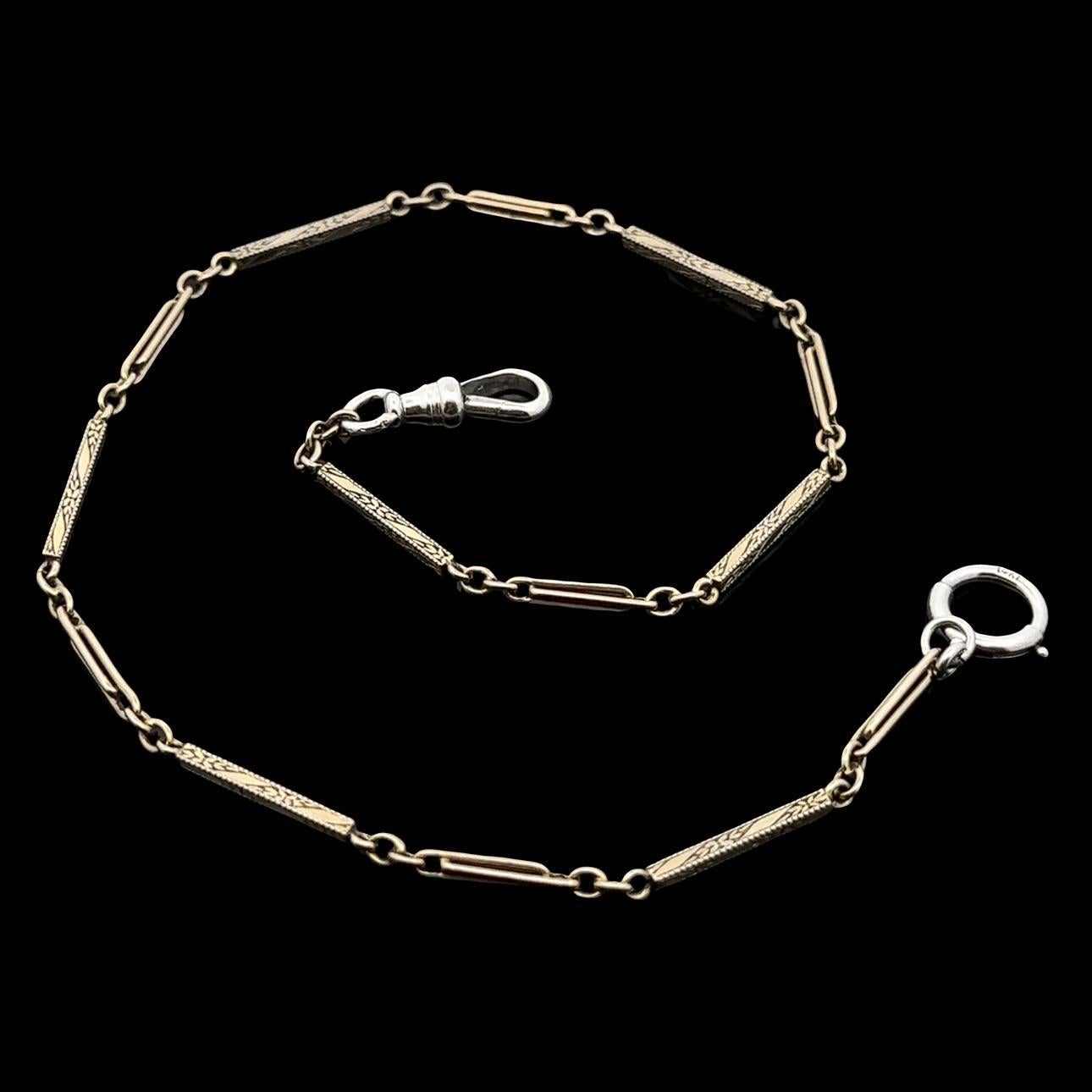 MATERIAL : Or blanc massif 14k 
Poids : 11,87 grammes
Type de chaîne : Chaîne à maillons détaillés
Longueur de la chaîne : 14