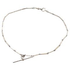 Antike Weißgold 16" strukturierte & polierte Bar Link Uhrenkette Halskette